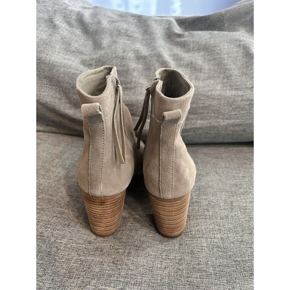 Toms Lunata Suede Ankle Boot Womens 11 Stacked Heel Taupe - Picture 2 of 11